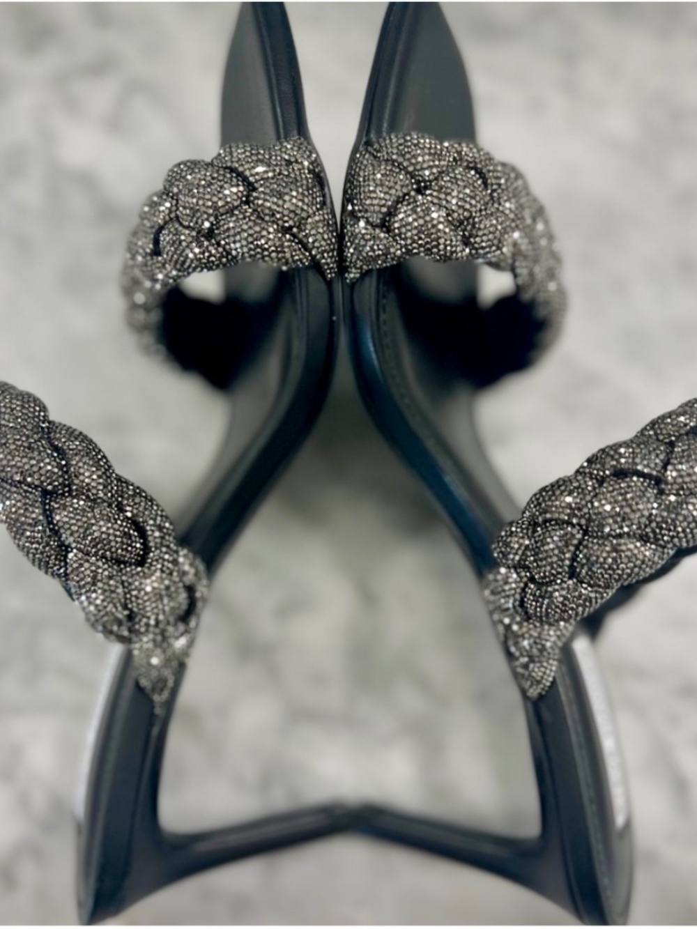 Steve Madden Kenley Women's Braided Black Rhinestone Heeled Sandals Sz 8 - Picture 6 of 11